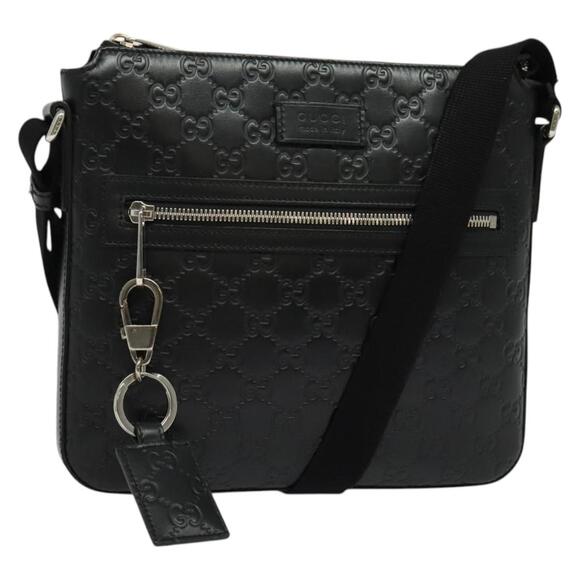 GUCCI GG Canvas Guccissima Shoulder Bag Leather Silver Black - Picture 1 of 16